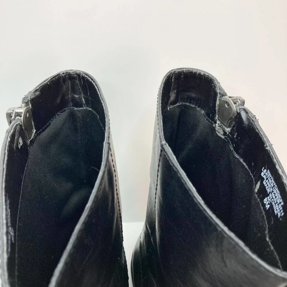 Nine West Black Leather Moto Style Biker Boots Women's Size 8M Buckle Zipper - Picture 7 of 16